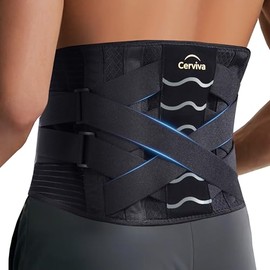 Cinturón de soporte lumbar para dolor de espalda, ciática, escoliosis y hernia de disco. Correas de soporte ajustables con almohadilla lumbar...      