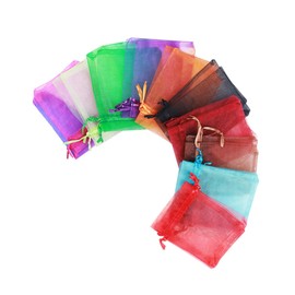 Healeved 25pcs Drawstring Organza Bags for Candy and Cosmetics Mixed Colors for Party Favors and Storage