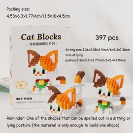 shenhailan Educational Mini Cat Building Blocks for Kid Adult Gift Toy 397 Pcs(Calico Cat)