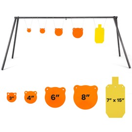 TEDEUM AR500 Target Stand with 3", 4", 6", 8" Gong Targets and 7x12 Torso Target, No Tools Required Assembly, Heavy Duty Shooting Practice Stand for Rifle and Pistol Training
