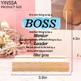 Boss Lady Gifts For Women Acrylic Office Desk Plaque Unique Gifts For Boss Birthday Gift For Female Supervisor Manager Office Decor Appreciation Thank You Inspirational Gift With Wooden Base