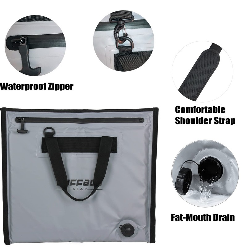 Buffalo Gear Insulated Fish Cooler - 20x18in Waterproof Fish Bait