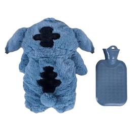 Hot Water Bottle Cuddly Toy Blue, 450 ml Hot Water Bottle for Children, Soft Hot Water Bottle Cuddly, Plush Removable Inner Container, Birthdays and Christmas Gifts for Family and Friend