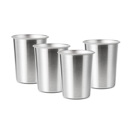 YOLCAR 4Pack 6oz Small Stainless Steel Cups, BPA Free Healthy Pint Drinking Cups Metal Drinking Glasses ​For Kids (Silver, 170ml/6oz)