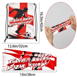 Jidkhfk 2PCS World Cup Football 2026 England Drawstring Bags Sleeves Arm Sleeves Set World Cup Merchandise Draw String Bag Gym with England Flags Comfortable Arm Sleeves for Sports Daily Use
