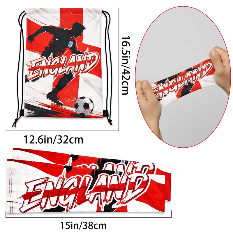 Jidkhfk 2PCS World Cup Football 2026 England Drawstring Bags Sleeves