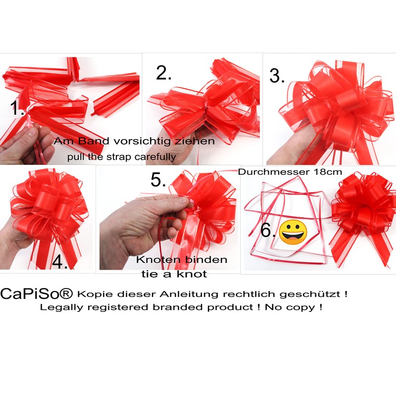 CaPiSo 6 x Large Pull Bow 18 cm L Pull