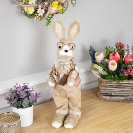 Northlight Rustic Boy Rabbit Easter Figure with Book - 16.25" - Beige