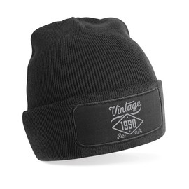 D Design Invent Print! 75th Birthday Hat Gift for Men Vintage Beanie Keepsake 75 Present Gift Idea (Black)