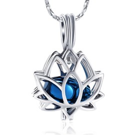 Cremation Jewellery for Ash Pendants - Lotus Urn Necklace with Mini Keepsake Urn Memorial Ash Jewellery for Women Men Jewellery Anniversary, Stainless Steel, No Gemstone