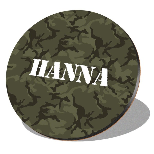 1 x Round Coaster - Name Hanna Camouflage Army Military