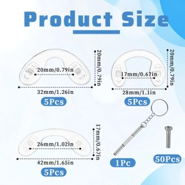 Grevosea 15 Pcs 3 Sizes Eyeglass Nose Pads Non Slip Glasses Nose Pad U Shaped Screw-in Nose Bridge for Glasses with Eyeglass Screwdriver Screws Nose Pieces for Eyeglasses Sunglass Eyewear