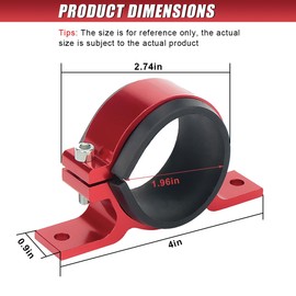 UHANBUT Car Fuel Filter Mounting Bracket, Universal Automotive Oil Pump Clamp Holder Accessories, Aluminum Alloy Vehicle Gas Pump Bracket (Red, 50MM)
