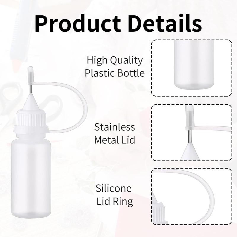TYVOM 5PCS Precision Tip Applicator Bottle, Small Hair Oil Applicator