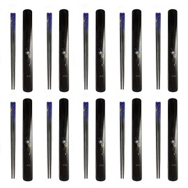 JapanBargain, Travel Chopsticks with Case Reusable Chinese Korean Japanese Bamboo Portable Chop Sticks Utensil Dishwasher Safe Made in Japan (10, Blue-Yuzen)
