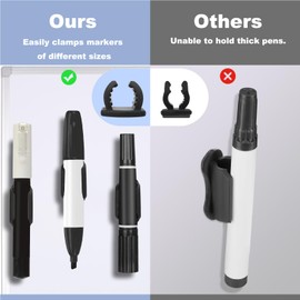 AIERSA Large Silicone Marker Holder for White Board, Dry Erase Adhesive Marker Holder, Marker Holder for Classroom Desk, Clipboard, Lockers, Wall, Single Marker Holder for School Office Supplies