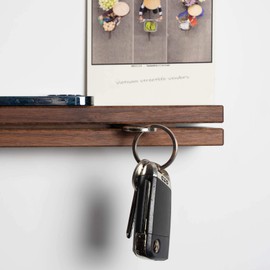 WOODS Wooden Key Rack with XXL Shelf | Handmade in Bavaria | Several Wood Types and Designs to Choose From | Key Cabinet Key Holder Key Rack Key Board (Walnut, 25 cm)