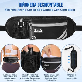 SlowTon Correa Manos Libres para Perro, Correa de Cintura Ajustable Que Absorbe Choques, Reflectante Correa de Perros con Extraíble Riñonera de Cremallera, Doble Asa y Anillo D, para Correr Caminar