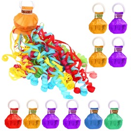 10 Pack Hand Throw Streamers,Rainbow Hand Throw Crepe Paper Streamers for Party.Colorful Streamers Poppers with 30 Streamer Ribbons,Hand-Throw Streamers No Mess Confetti for Birthday Wedding