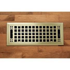 Madelyn Carter Contemporary Artisan Style Vent Cover, Solid Cast Steel Interior, Controls Air Flow, 6 x 12 inches (Overall Face: 7.25 x 13.5 inches), Brushed Brass