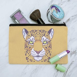 Gold Spotted Leopard Face Makeup Cosmetic Bag Organizer Pouch