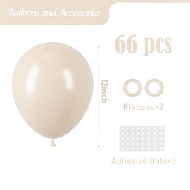 Voircoloria White Sand Balloons, 66pack 12inch Sand White Latex Party Balloons for Wedding, Bridal, Baby Shower, Birthday, Graduation, Anniversary, Bachelorette, Engagement Party Decorations