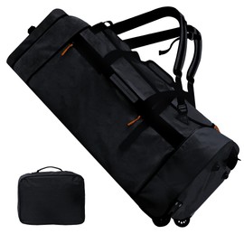 KHALOR 110L/120L Rolling Duffel Bag with Wheels - 28" No-Sag Design for Heavy Loads, Waterproof Travel Duffel w/Shoulder Straps and Dividers, Foldable Lightweight Design for Camping/Cargo/Air Travel