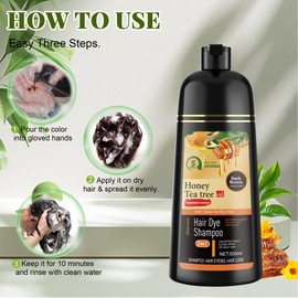 LOOPGENIE Hair Dye Shampoo 3 in 1 for Women & Men 100% Gray Hair Coverage - Herbal Ingredients Natural Plant Hair Color - Hair Dye in Minutes 500ML （Dark Brown）