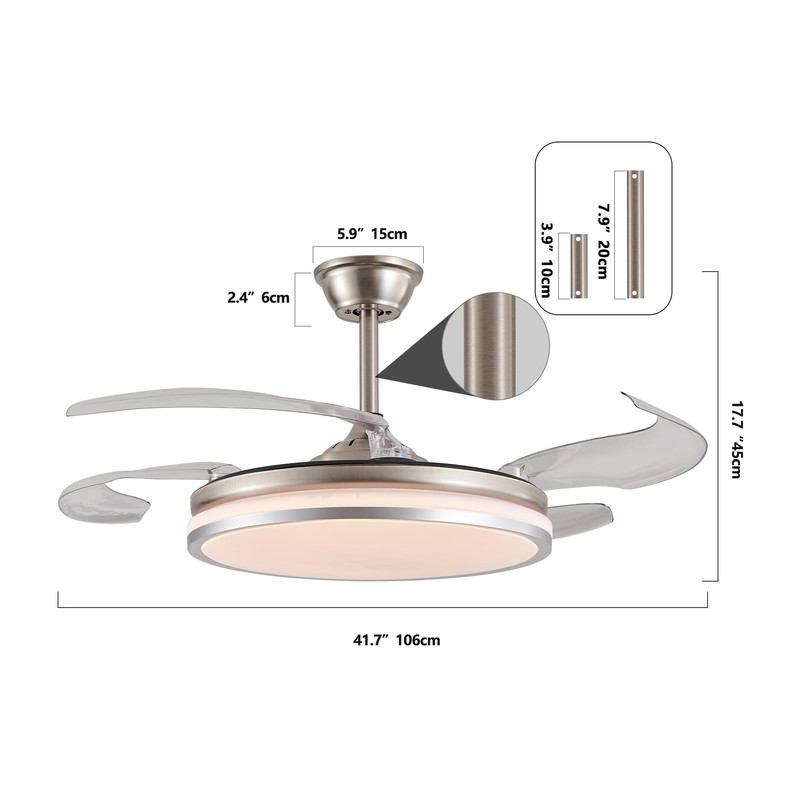 YIHANTLZ Smart Ceiling Fan Light with Remote, 36W LED 3