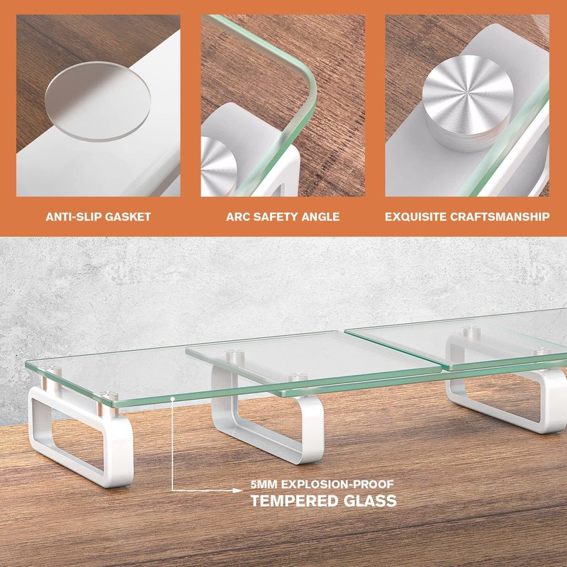 Hemudu Dual Monitor Stand, Computer Monitor Stand, Desktop Organizer, Monitor