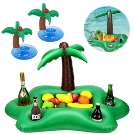 Pack of 3 Inflatable Drink Holders, Drink Holder Pool Inflatable Palm Tree, Pool Coaster, Pool Bar Inflatable, Floating Drink Holder for Pool Beach Party 95 x 55 x 55 cm