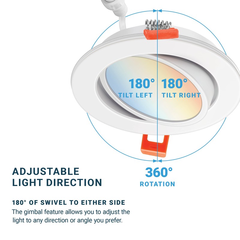 PARMIDA (6 Pack) 4 Inch LED Gimbal 5CCT Recessed Lighting,