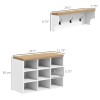 2-in-1 9 Pair White Storage Cabinet Coat Rack and Shoe