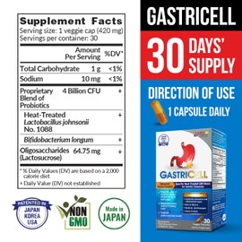 LABO Nutrition GASTRICELL - Acid Reflux, Heartburn, Recurring Gastric Discomfort, Natural Defence Against Gastric Distress 30 Capsules x3