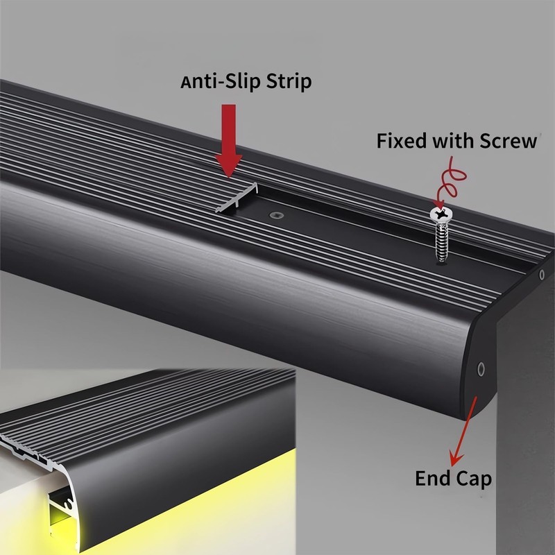 5Pack 1 Meter Anti-Slip Stair LED Aluminum Profile Safety Backlight