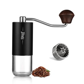 Portable Manual Coffee Bean Grinder - Stainless Steel Conical Burr Hand Coffee Grinder with Adjustable Setting,Double Bearing Hand Espresso Grinder (Black)