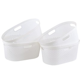 Yesdate 4 Pack Large Laundry Baskets, Plastic, White, 40L