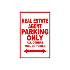 Real Estate Agent Parking Only Gift Decor Novelty Garage Metal Aluminum Sign 12"X18"