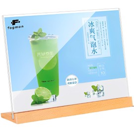 fogman Pop Stand Menu A5 A6 Vertical Horizontal T Shape L Shape Tabletop Wooden Advertising Restaurant (A6/Slope/Horizontal)