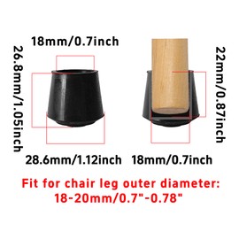 bociloy 16Pcs 3/4 Inch Round Chair Leg Caps, Flexible Rubber Tips Cover Furniture Foot Protectors Floor Protection Non-Slip Table End Caps for Home Office, Black(Fit: 19mm to 20mm)