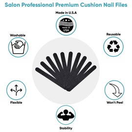 GETi Beauty Nail Files 10Pcs Made in U.S.A – for Natural and Acrylic Nails – Professional Emery Grits – Washable and Reusable – Durable Abrasive Paper – Double Sided Cushion (80/80 Grit)…