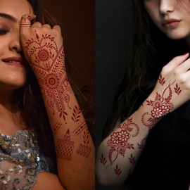 Brown Temporary Tattoo Stickers, 12 Sheets Waterproof Tattoo Stickers for Women Wedding Party Festival Lotus Mandala Flower Temporary Tattoos