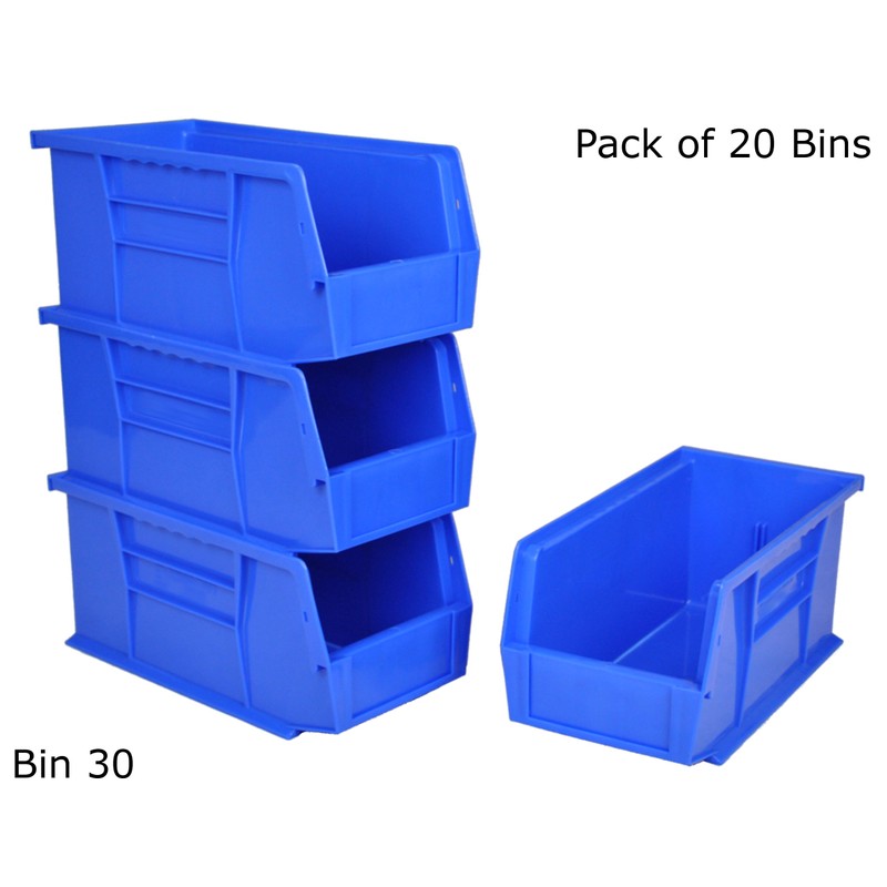 Pack of 20 x Rhino Tuff Bin30 Blue Plastic Storage
