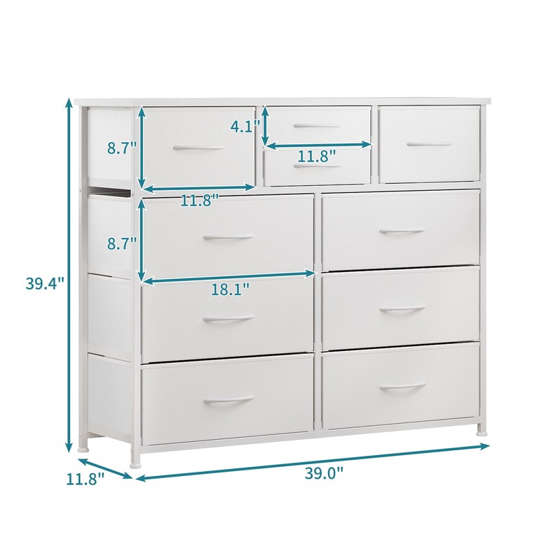 LUMTOK 10-Drawer Dresser, Fabric Storage Dressers Drawers for Bedroom, Hallway,
