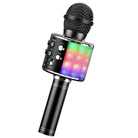 ShinePick Karaoke Microphone Wireless Karaoke Microphone Bluetooth Portable for Kids/Adults Singing Compatible with Android/iOS/PC/Smartphone (Black)