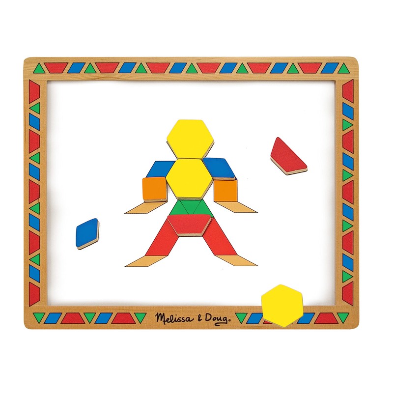 Melissa & Doug Deluxe Wooden Magnetic Pattern Blocks Set -