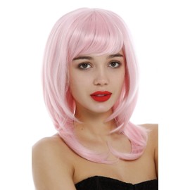 WIG ME UP - 3003-T2333 Women's Shoulder Length Medium Length Straight Layered Lace Wig Light Pink Light Pink