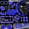 NBTEPEM 27 PCs Blue Bling Car Accessories Set for Women,