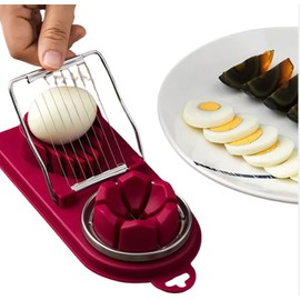 Generic Egg Slicer for Hard Boiled Eggs heavy Duty, Slicers for Fruits and Vegetables, Egg Peeler, Egg Cutter, Boiled Egg Peeler, 2 Slice Modes, Egg Chopper, Small standard, Red