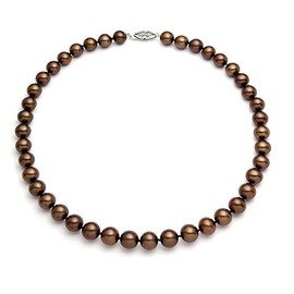 7-7.5mm Classic Cocoa Freshwater Cultured Pearl Necklace for Women AAAA Quality with Sterling Silver Clasp, 18" - PremiumPearl